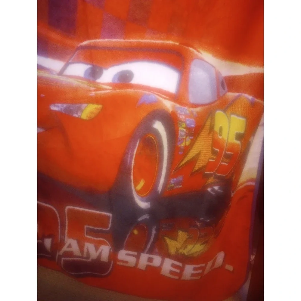 Vtg Disney Pixar Cars Lightening McQueen Throw Blanket 45x60 Piston Cup‎ Fleece
